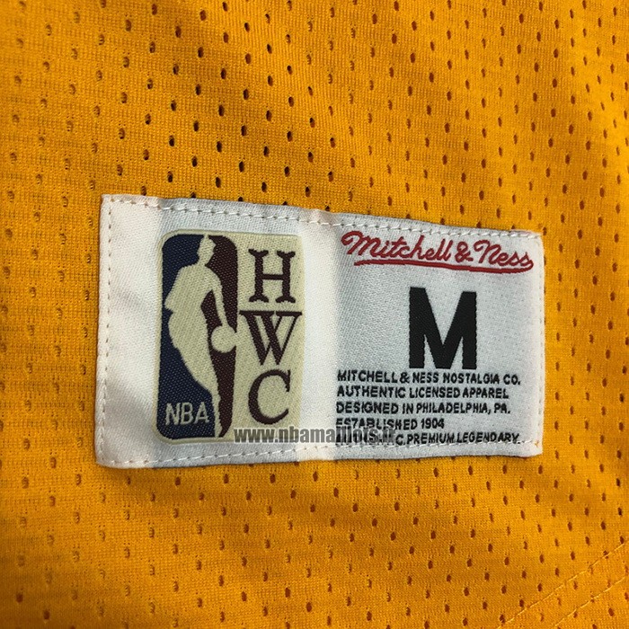 Maillot Manche Courte Los Angeles Lakers Kobe Bryant NO 8 Jaune